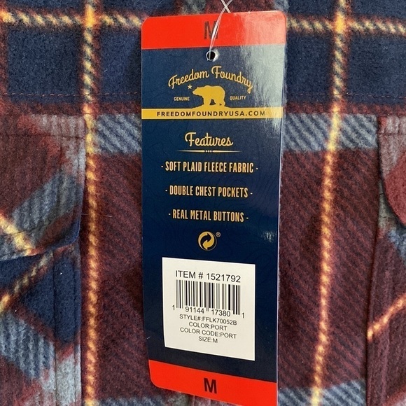 NWT Freedom Foundry Plaid Fleece Lined Shacket Jacket shirt Men’s Unisex Size M - Picture 6 of 12